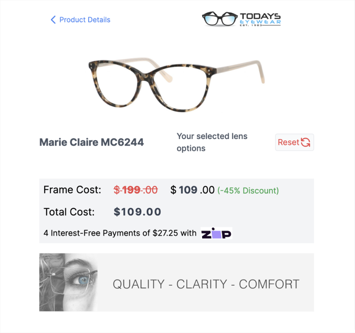 Select Brand of Lenses or
            Frame Only