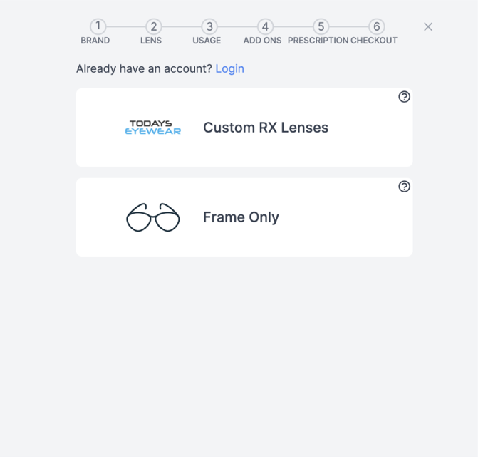 Select Brand of Lenses or
            Frame Only